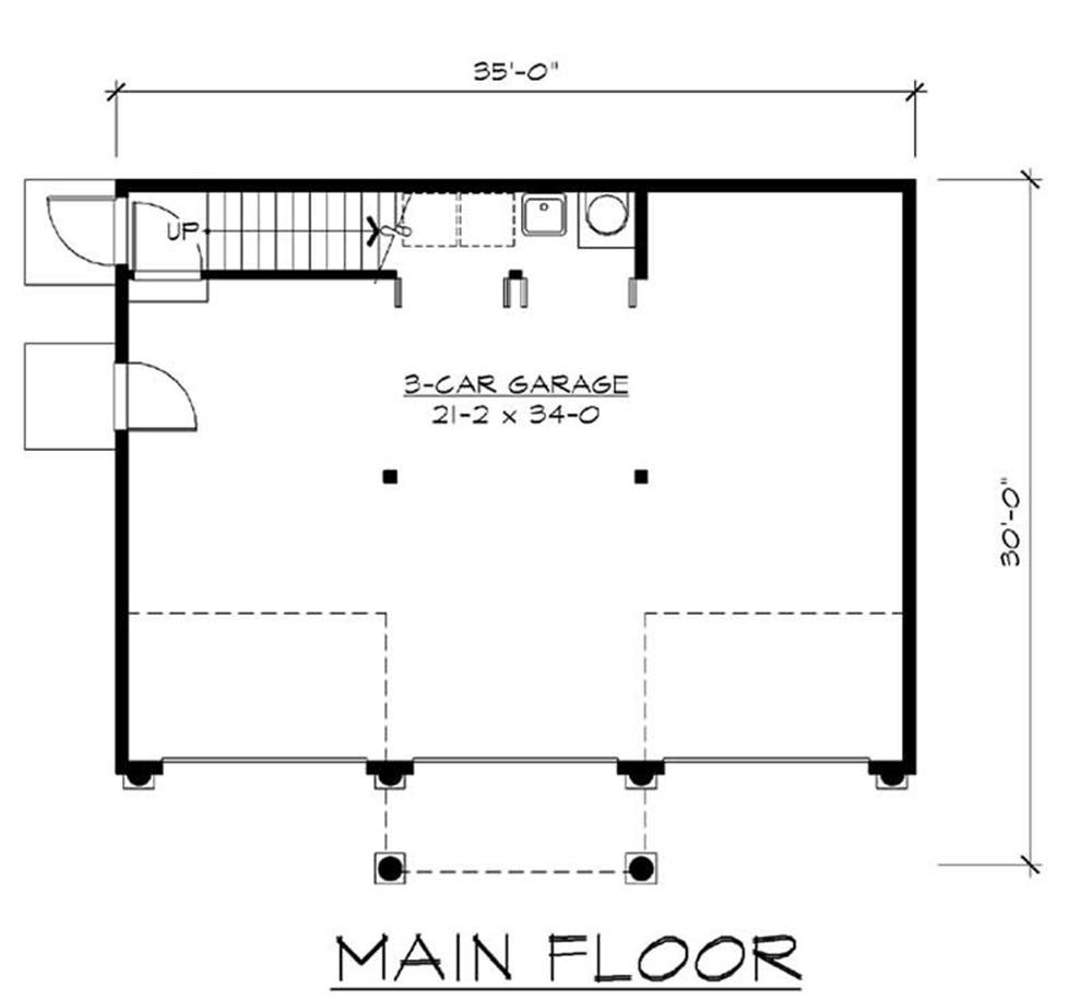 Floor Plan First Story of Garage w/Apartments Plan #115-1366